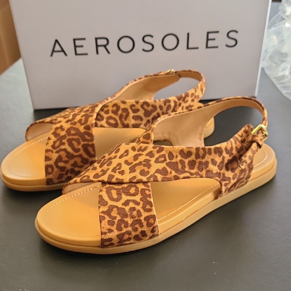 AEROSOLES Brown Leopard Women's Sandals